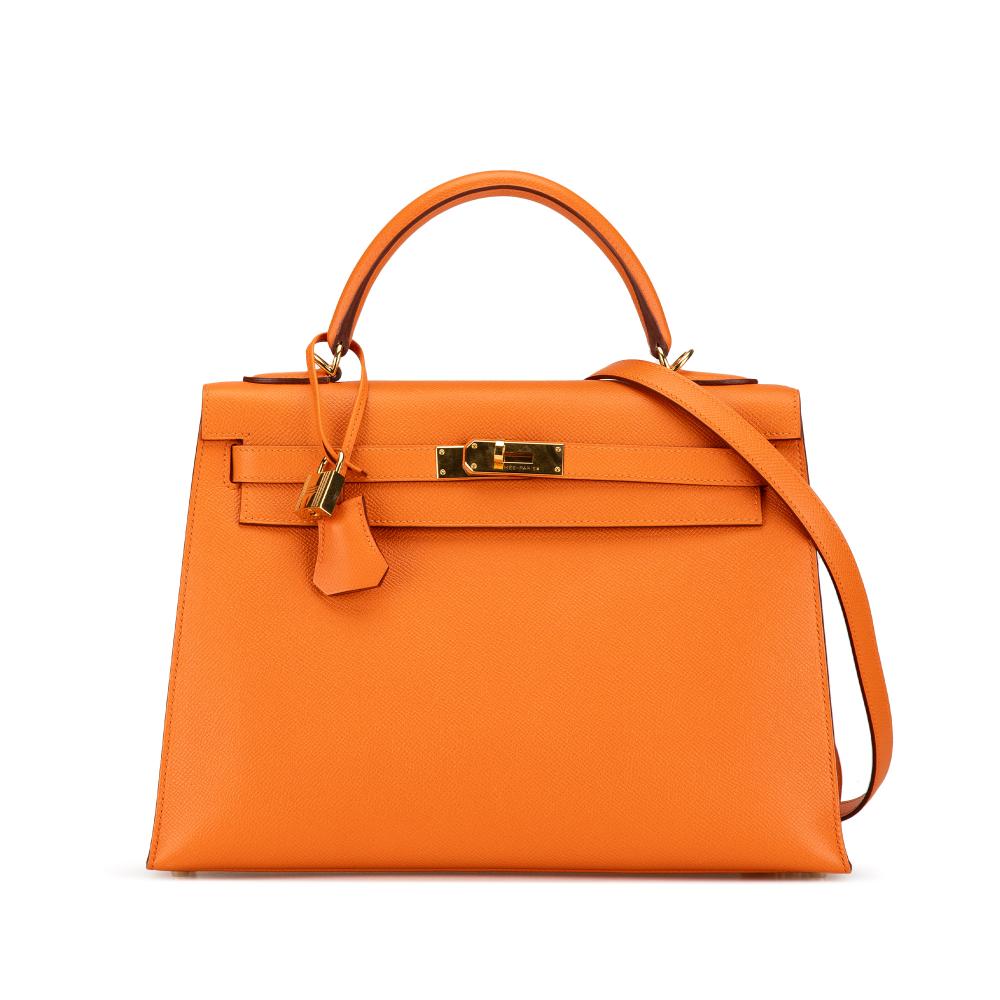 Hermès AB Hermès Orange Calf Leather Epsom Kelly II Sellier 32 France