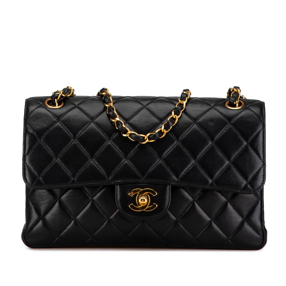 Chanel B Chanel Black Lambskin Leather Leather Medium Classic Lambskin Double Sided Flap France