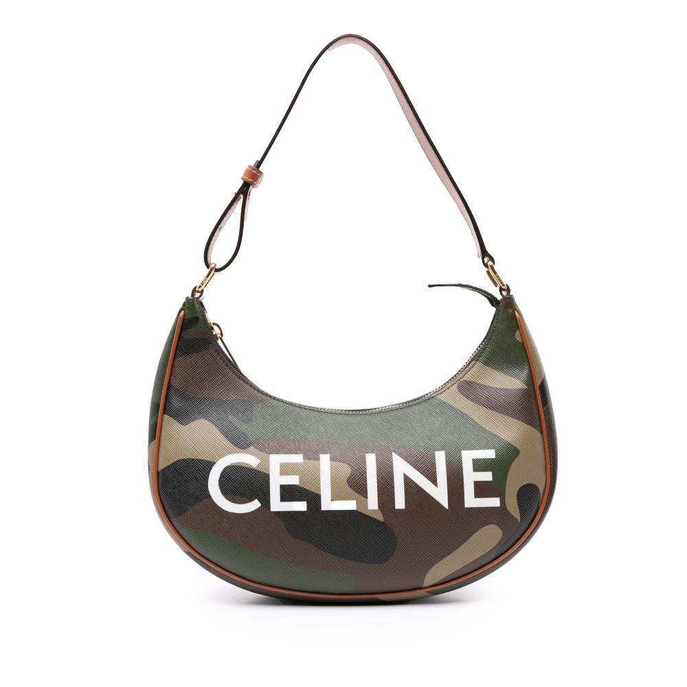 Celine AB Celine Green Olive Green Coated Canvas Fabric Camouflage Ava Shoulder Bag Italy