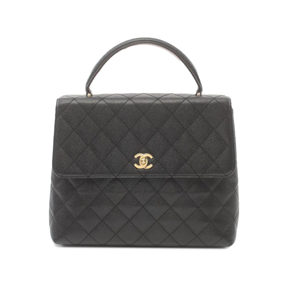 Chanel B Chanel Black Caviar Leather Leather Caviar Kelly Top Handle Bag France