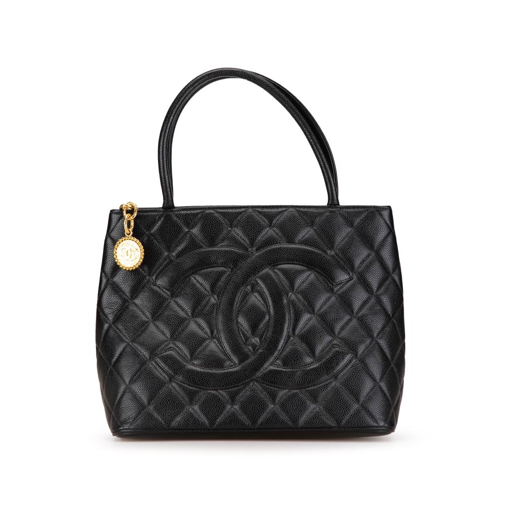 Chanel AB Chanel Black Caviar Leather Leather Caviar Medallion Tote France