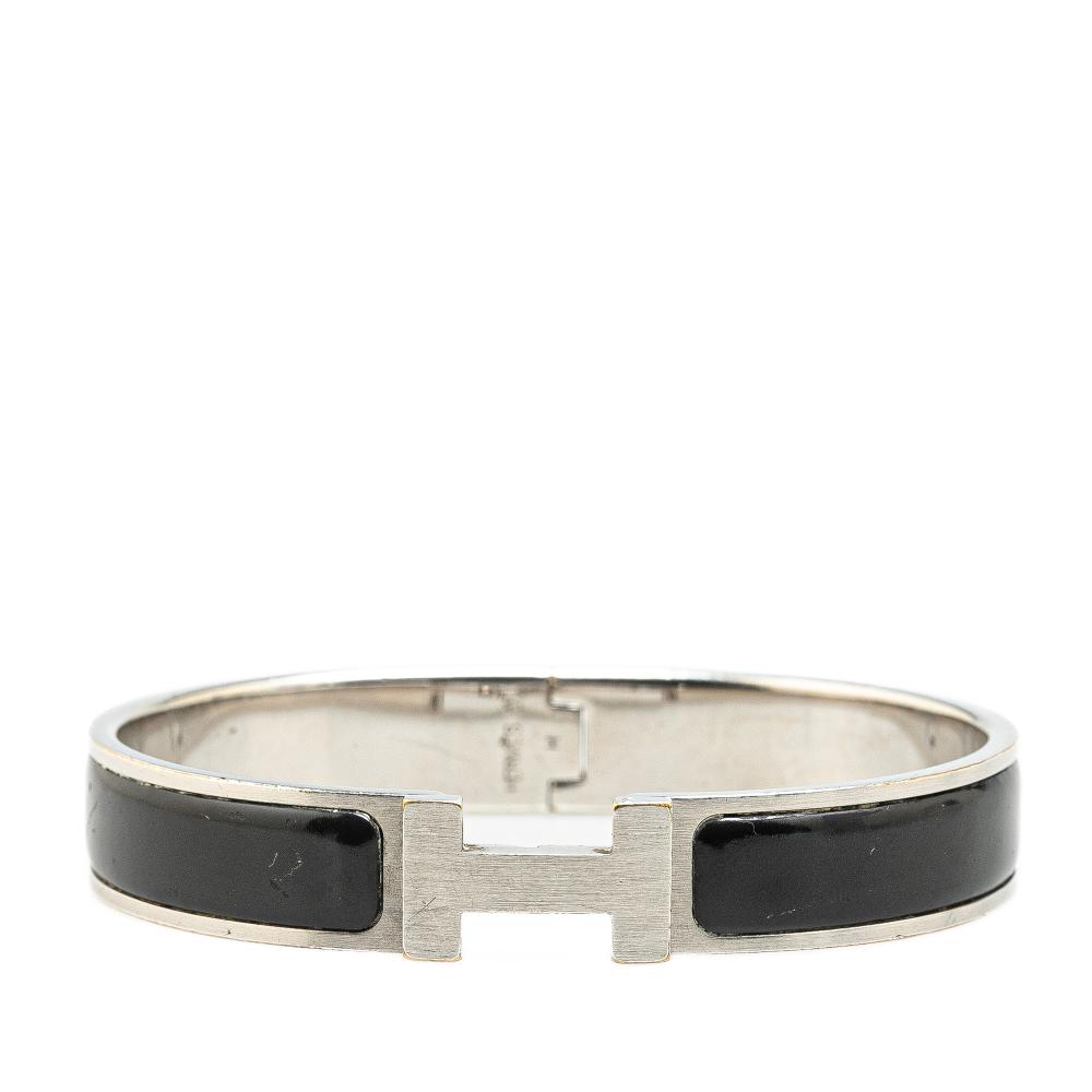 Hermès B Hermès Black with Silver Enamel Other Clic H Bracelet PM France