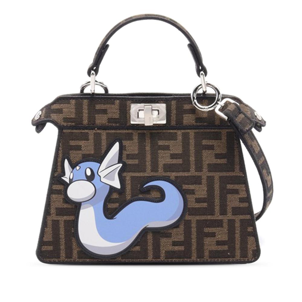 Fendi AB Fendi Brown Canvas Fabric FRGMT x Pokemon Petite Zucca Peekaboo ISeeU Satchel Italy