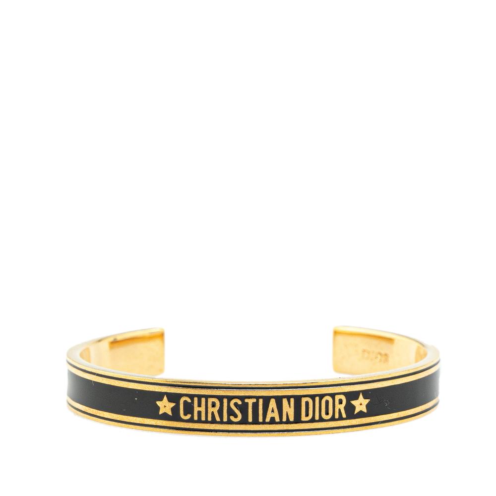 Christian Dior B Dior Black with Gold Enamel Other Code Cuff Bracelet Italy