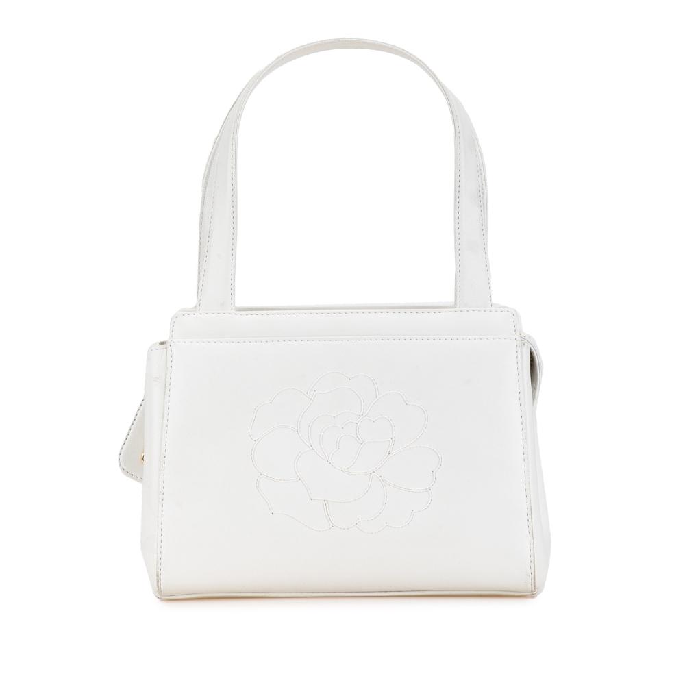 Chanel B Chanel White Calf Leather Mini Camellia skin Handbag Italy