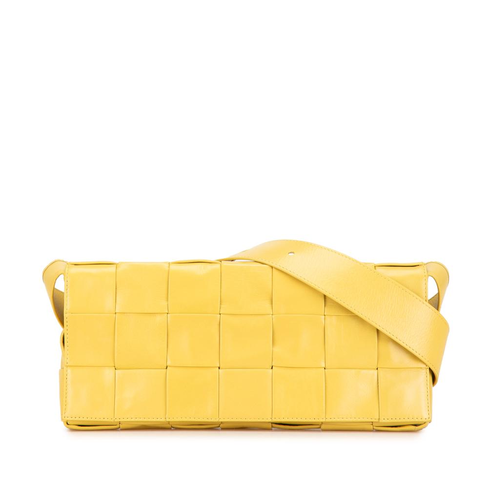 Bottega Veneta B Bottega Veneta Yellow Nappa Leather Leather Stretch Nappa Intrecciato Cassette Crossbody Italy