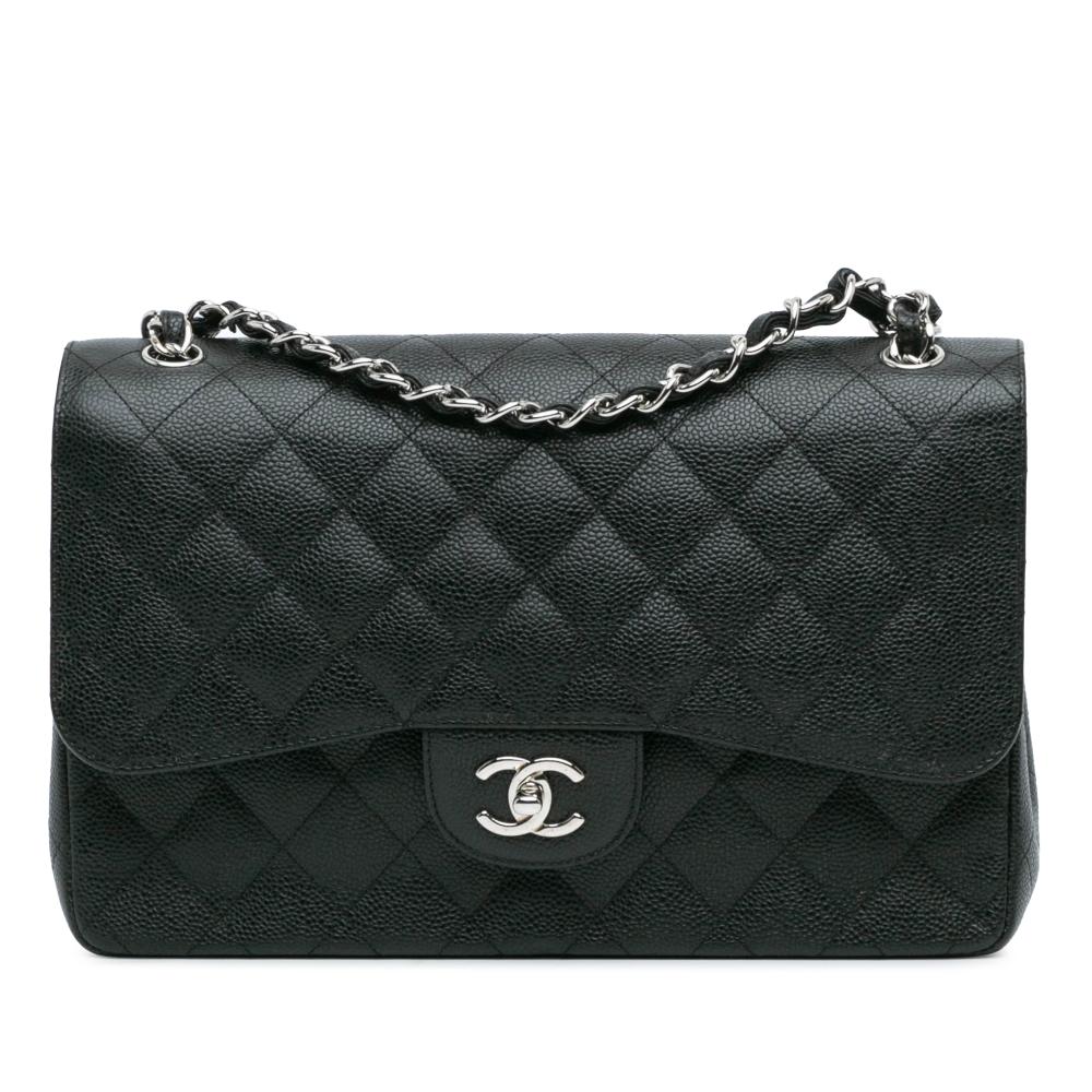 Chanel AB Chanel Black Caviar Leather Leather Jumbo Classic Caviar Double Flap Italy