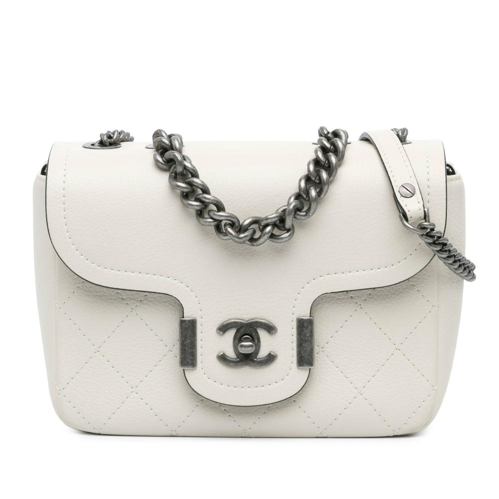 Chanel AB Chanel White Calf Leather Paris-Greece skin Archi Chic Flap Italy