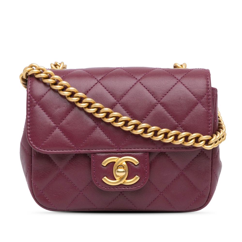 Chanel AB Chanel Purple Lambskin Leather Leather Mini Quilted Lambskin Single Flap Italy