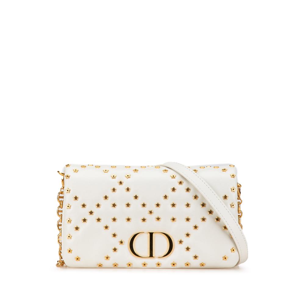 Christian Dior AB Dior White Calf Leather Mini skin Macrocannage Lucky Star Caro Bag Italy