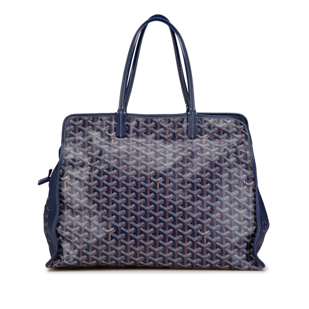 Goyard AB Goyard Blue Navy Coated Canvas Fabric Goyardine Sac Hardy Pet Carrier PM France