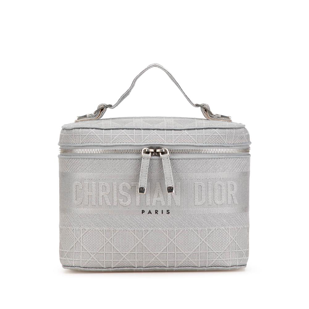 Christian Dior B Dior Gray Canvas Fabric Cannage Diortravel Vanity Case Italy