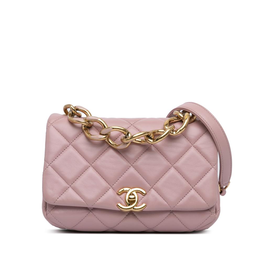 Chanel B Chanel Pink Lily Lambskin Leather Leather Small Quilted Lambskin Color Match Flap Italy