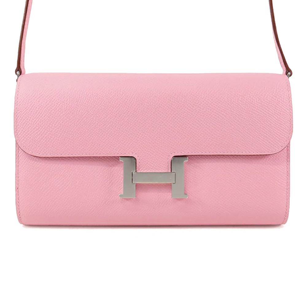 Hermès AB Hermès Pink Calf Leather Epsom Constance Long Wallet To Go France