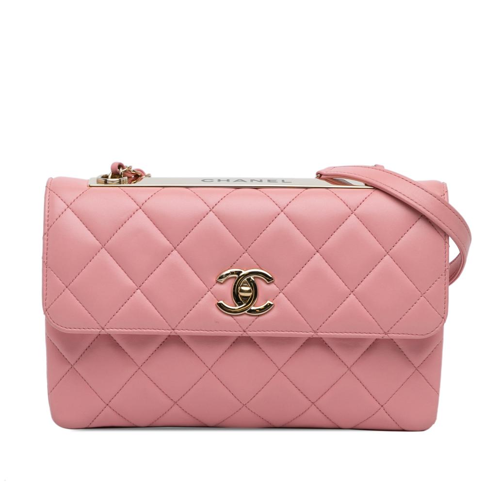 Chanel B Chanel Pink Light Pink Lambskin Leather Leather Medium Lambskin Trendy CC Flap Italy