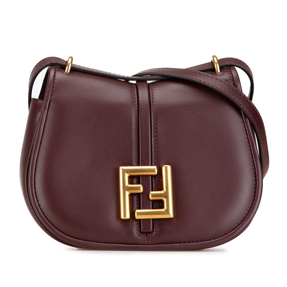 Fendi AB Fendi Red Bordeaux Calf Leather Mini C’mon Crossbody Iceland