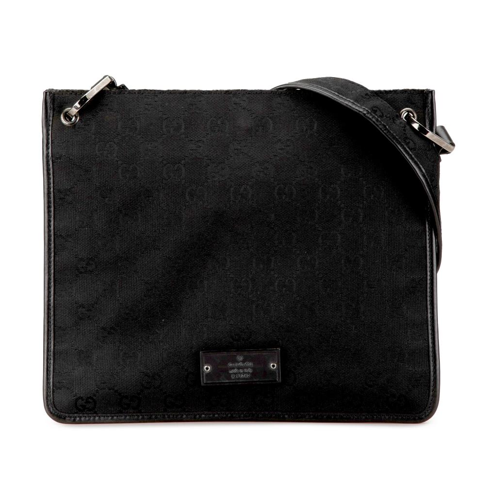 Gucci B Gucci Black Canvas Fabric GG Crossbody Italy