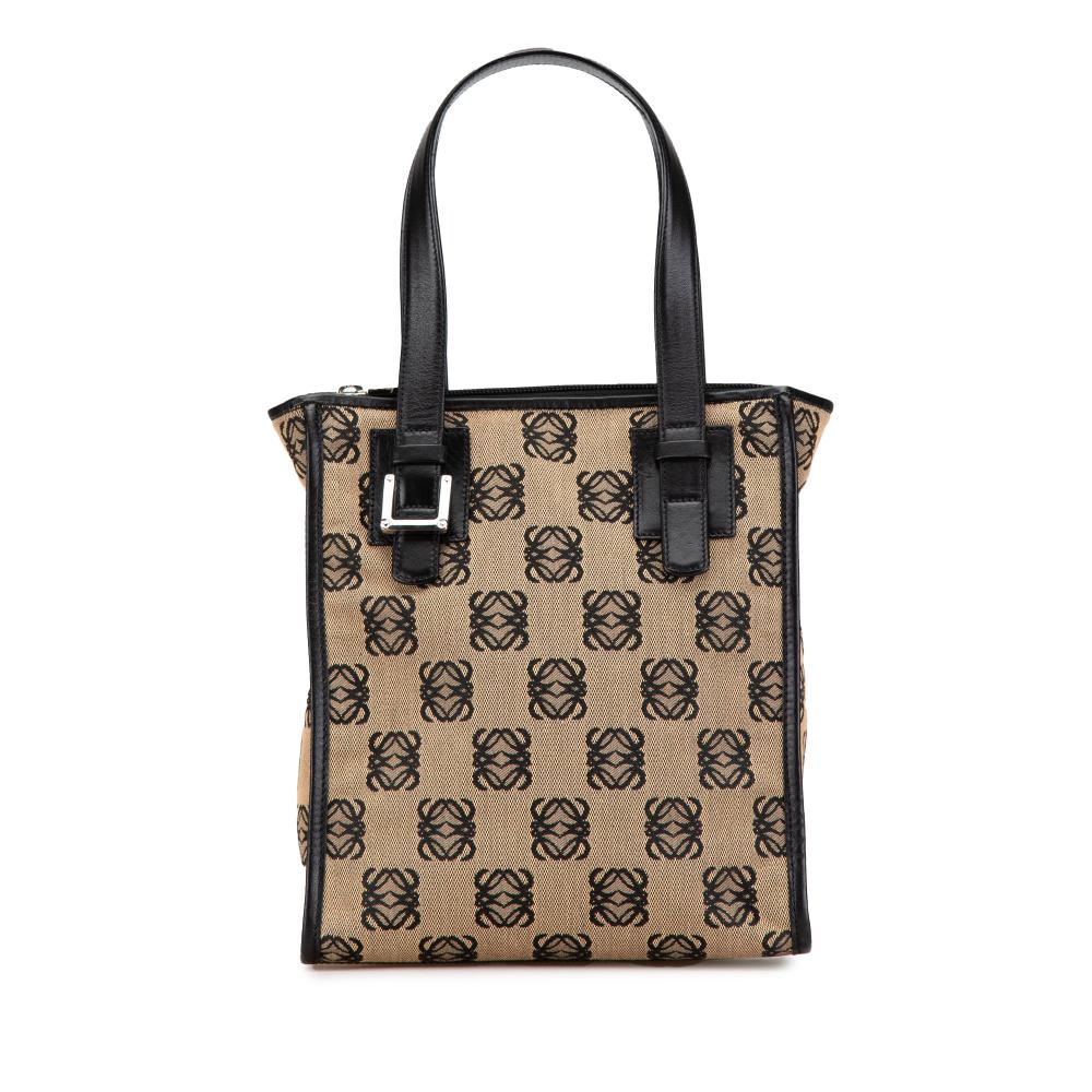 Loewe B LOEWE Brown Beige Canvas Fabric Anagram Tote Spain