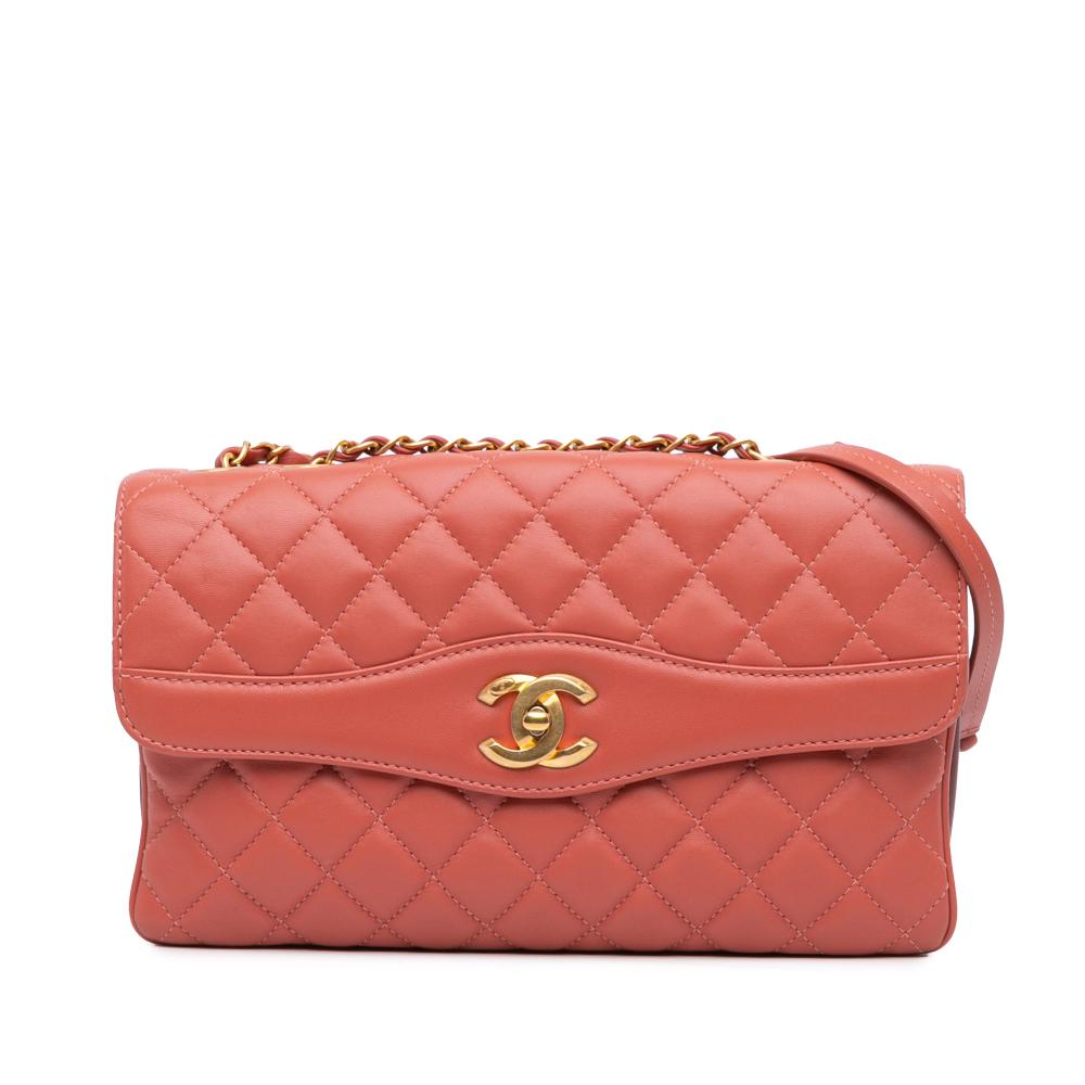 Chanel B Chanel Pink Salmon Lambskin Leather Leather Large Lambskin Daily Companion Flap Italy