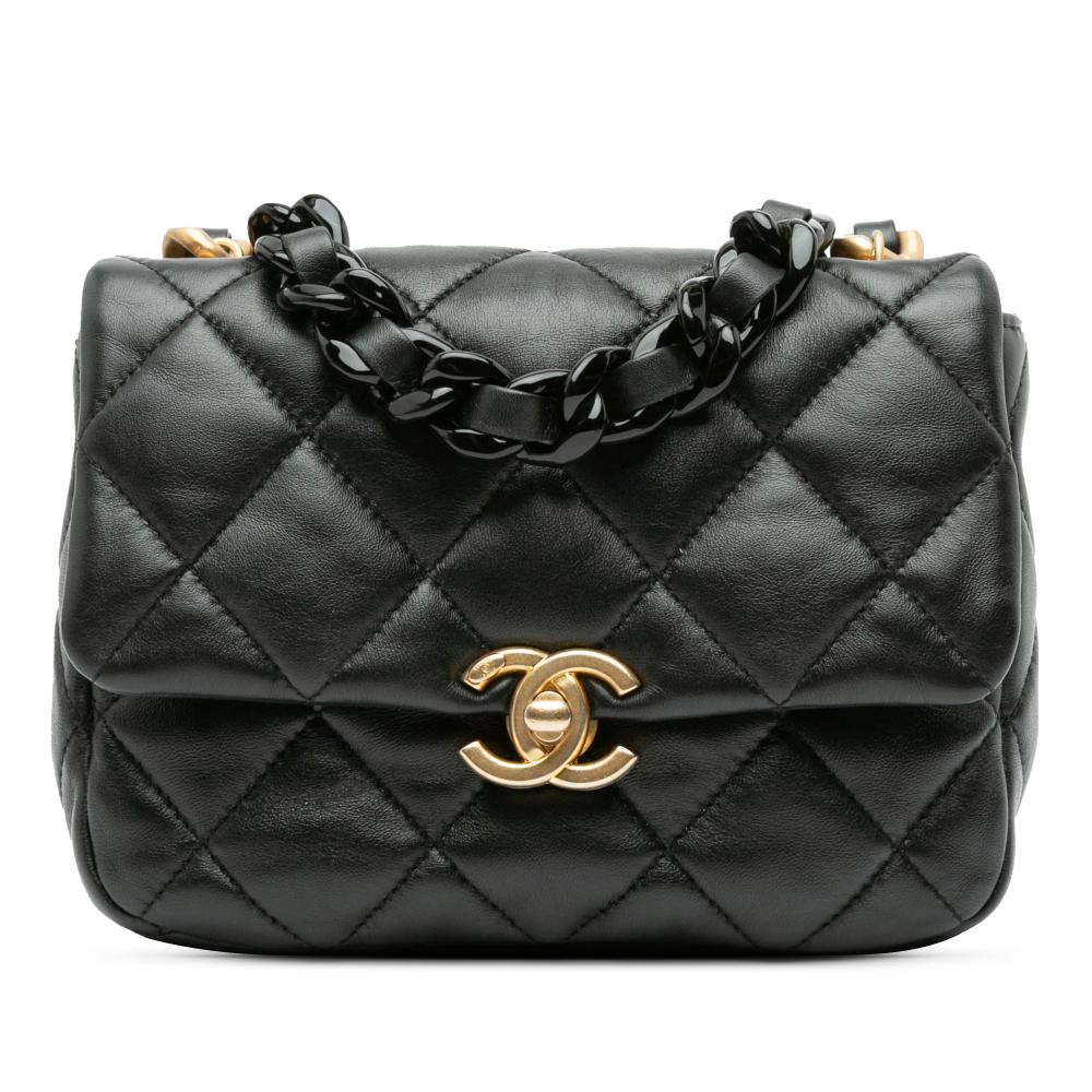 Chanel B Chanel Black Lambskin Leather Leather Mini Quilted Lambskin Candy Chain Flap Italy