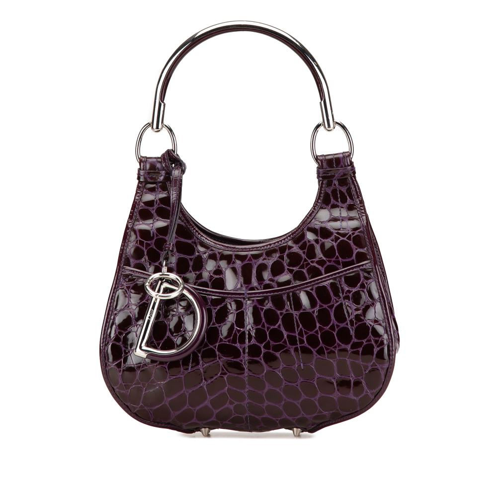 Christian Dior AB Dior Purple Violet Patent Leather Leather Patent Croc Embossed 61 Shoulder Bag Italy