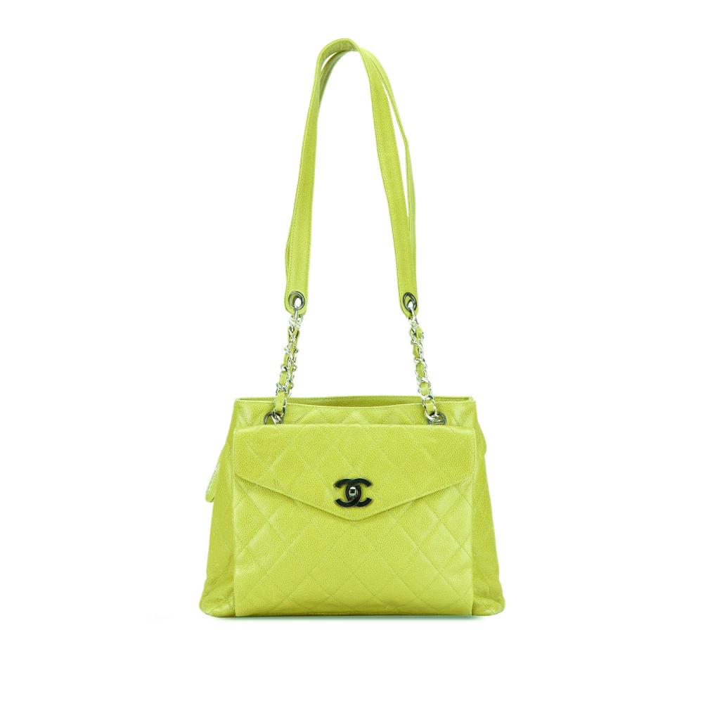 Chanel B Chanel Green Lime Caviar Leather Leather CC Quilted Caviar Shoulder Bag Italy