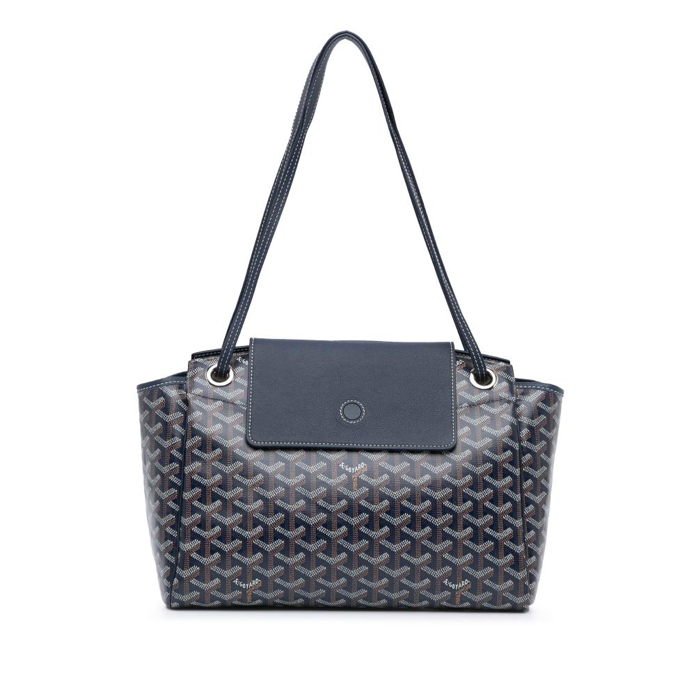 Goyard AB Goyard Blue Navy Coated Canvas Fabric Goyardine Rouette Souple PM France