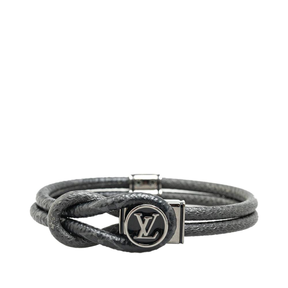 Louis Vuitton B Louis Vuitton Black Monogram Canvas Canvas Monogram Eclipse Taiga Brass Loop It Bracelet Spain