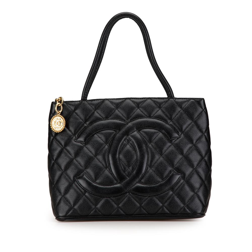 Chanel B Chanel Black Caviar Leather Leather Caviar Medallion Tote Italy