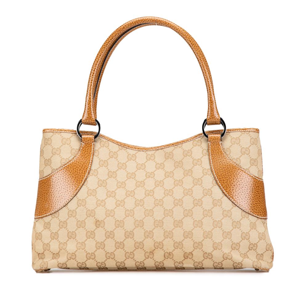 Gucci AB Gucci Brown Beige Canvas Fabric GG Tote Italy