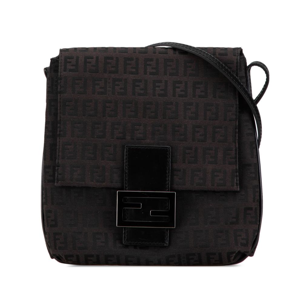 Fendi B Fendi Black Canvas Fabric Zucchino Crossbody Italy