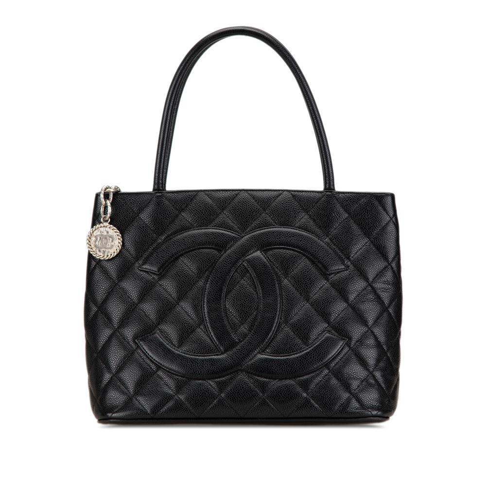 Chanel B Chanel Black Caviar Leather Leather Caviar Medallion Tote Italy