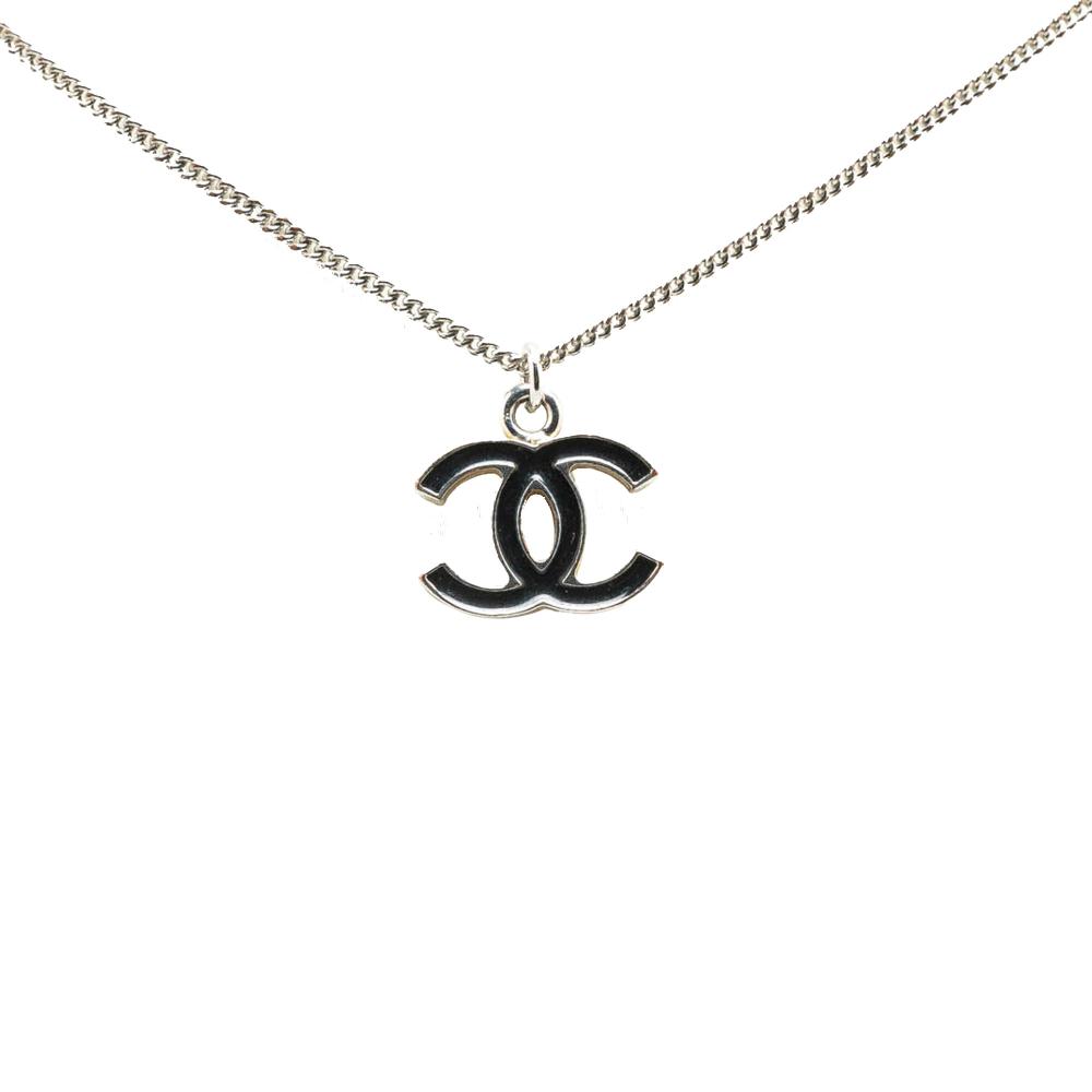 Chanel AB Chanel Silver Silver Metal Plated CC Pendant Necklace France