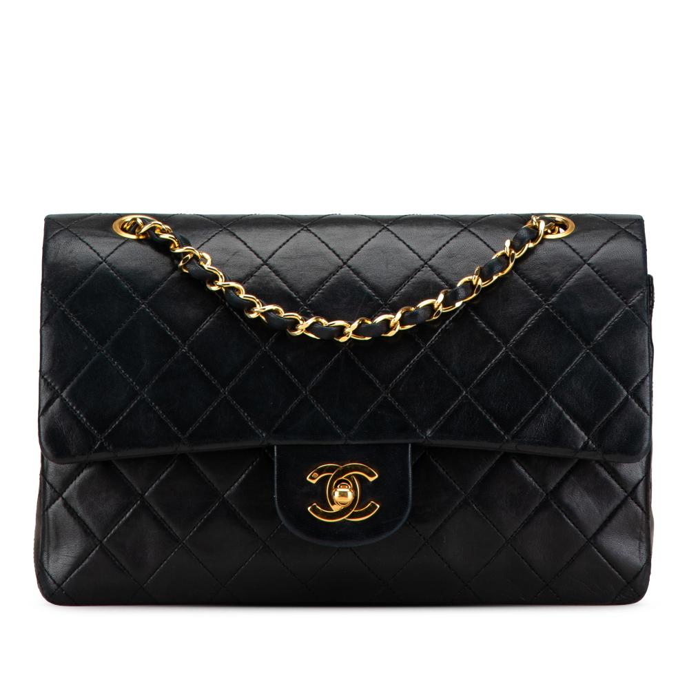 Chanel B Chanel Black Lambskin Leather Leather Medium Classic Lambskin Double Flap France