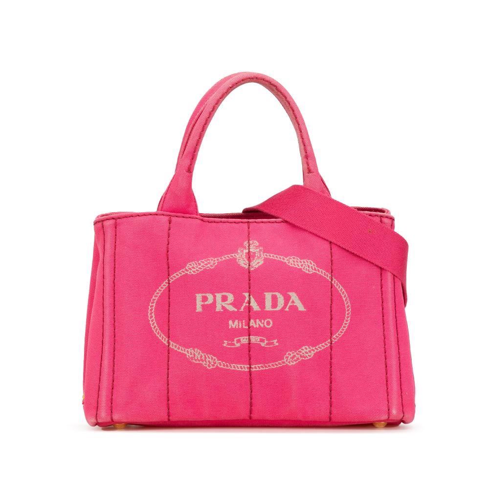 Prada B Prada Pink Canvas Fabric Small Canapa Logo Satchel India