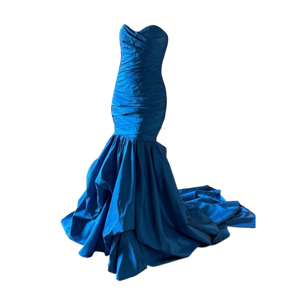 Liancarlo Couture Trägerloses blaues Meerjungfrau-Seidenkleid von wedding