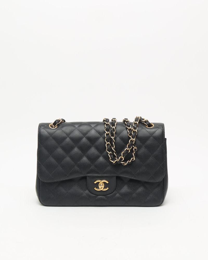 Chanel Classic Jumbo Caviar Double Flap Bag