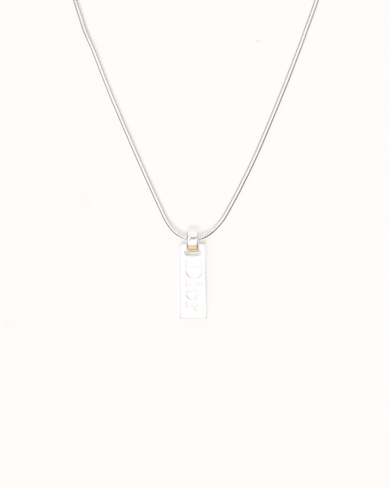 Christian Dior Logo Plate Necklace