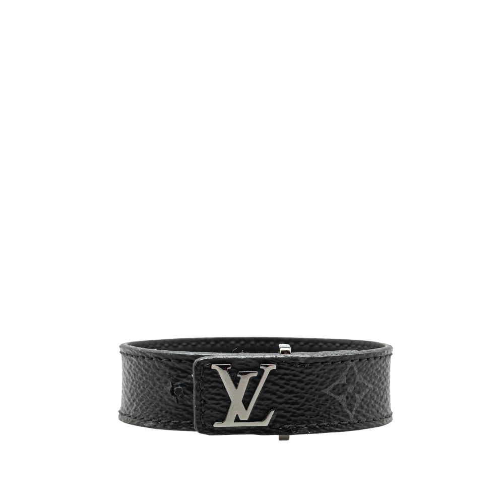 Louis Vuitton B Louis Vuitton Black Monogram Canvas Canvas Monogram Eclipse LV Slim Bracelet Spain