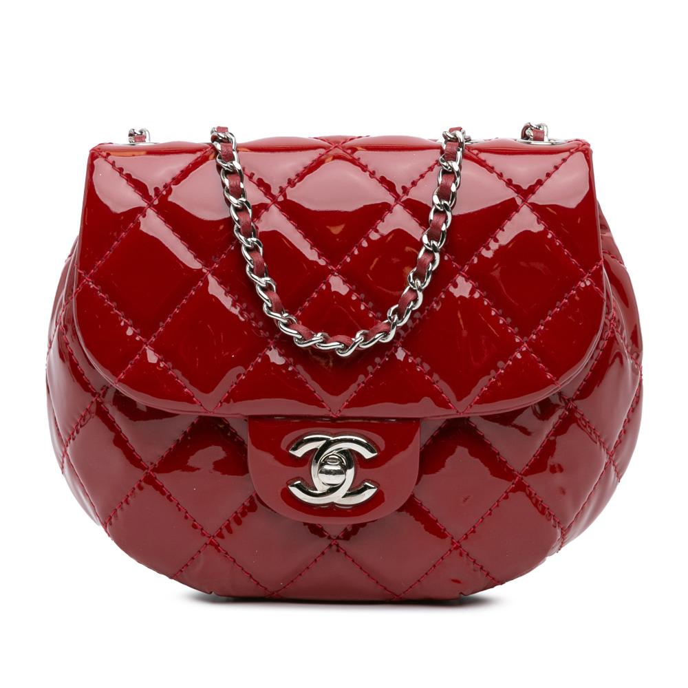 Chanel B Chanel Red Patent Leather Leather Mini Quilted Patent Bubble Flap France