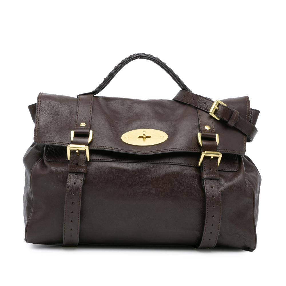 Mulberry B Mulberry Brown Dark Brown Calf Leather skin Alexa Satchel Turkey