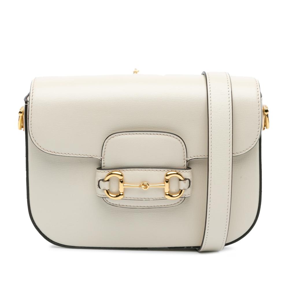 Gucci AB Gucci White Calf Leather Mini Horsebit 1955 Crossbody Italy