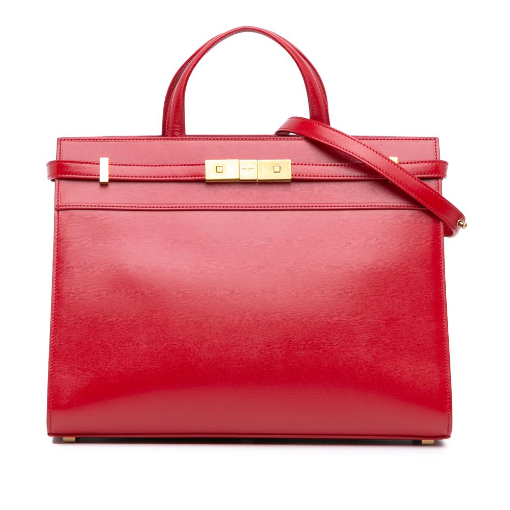 Saint Laurent AB Saint Laurent Red Calf Leather Small Manhattan Shopper Satchel Italy