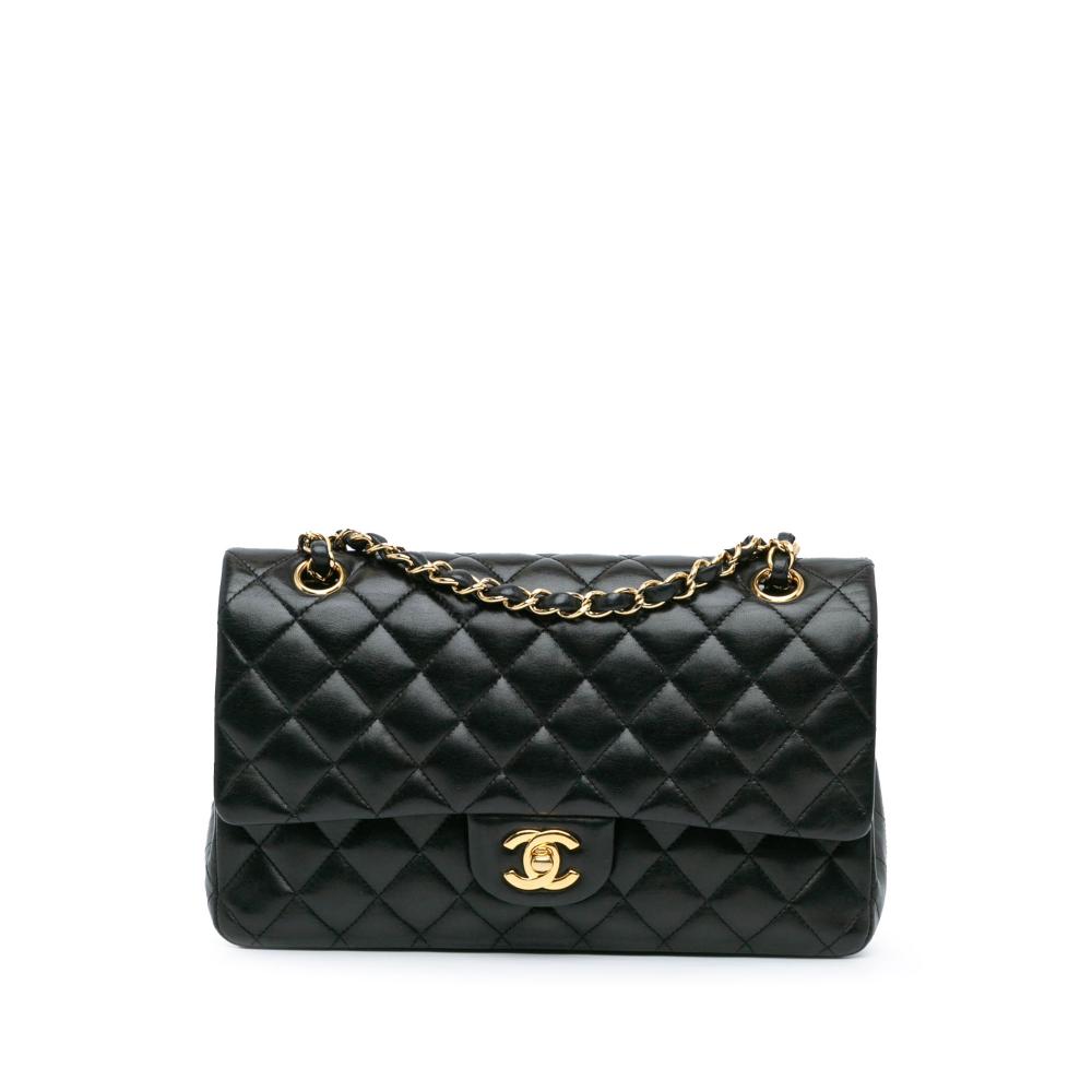 Chanel B Chanel Black Lambskin Leather Leather Medium Classic Lambskin Double Flap France