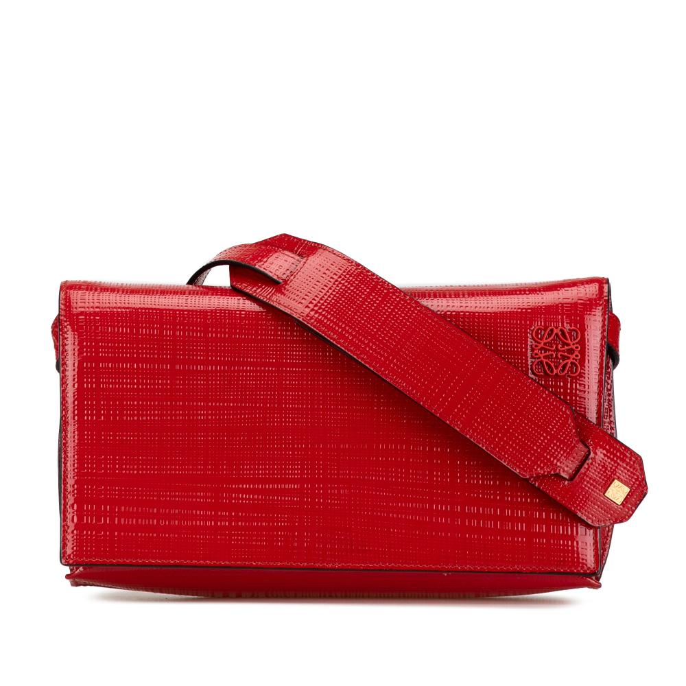 Loewe B LOEWE Red Patent Leather Leather Patent Anagram Vega Crossbody Spain