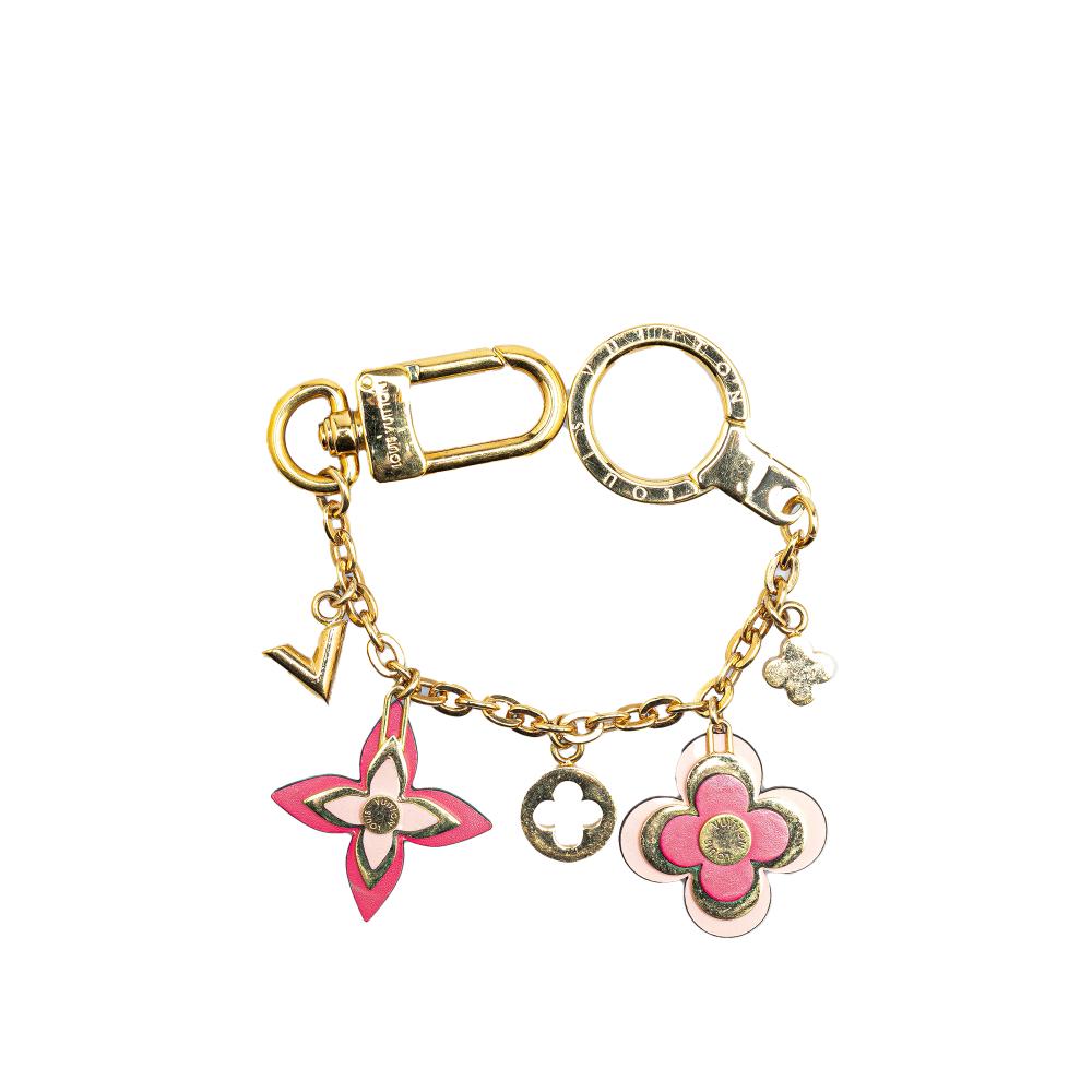 Louis Vuitton B Louis Vuitton Gold Gold Plated Metal Blooming Flowers Bag Charm and Key Holder Italy