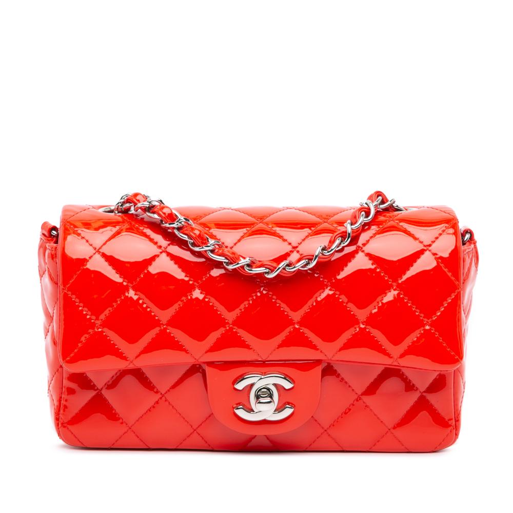 Chanel B Chanel Red Patent Leather Leather Mini Rectangular Classic Patent Single Flap Finland