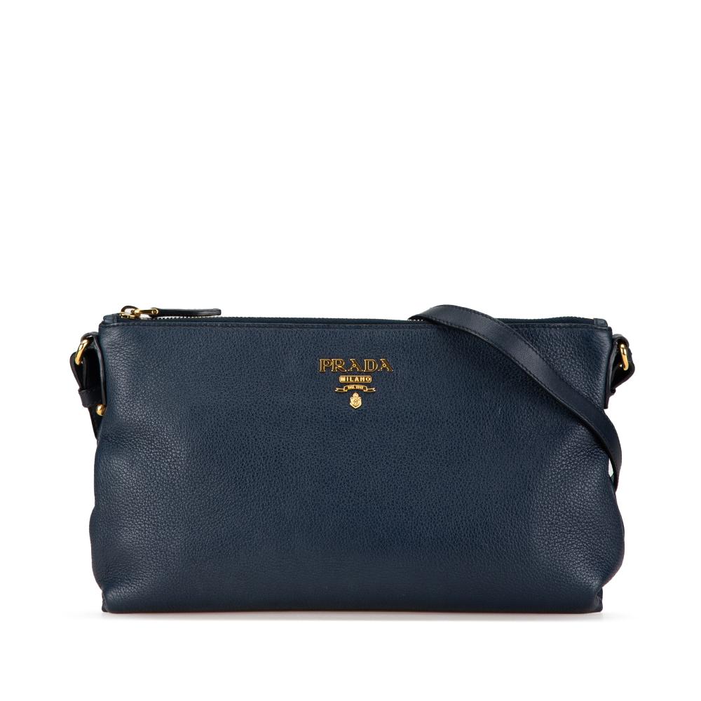 Prada B Prada Blue Navy Calf Leather Vitello Daino Crossbody Romania