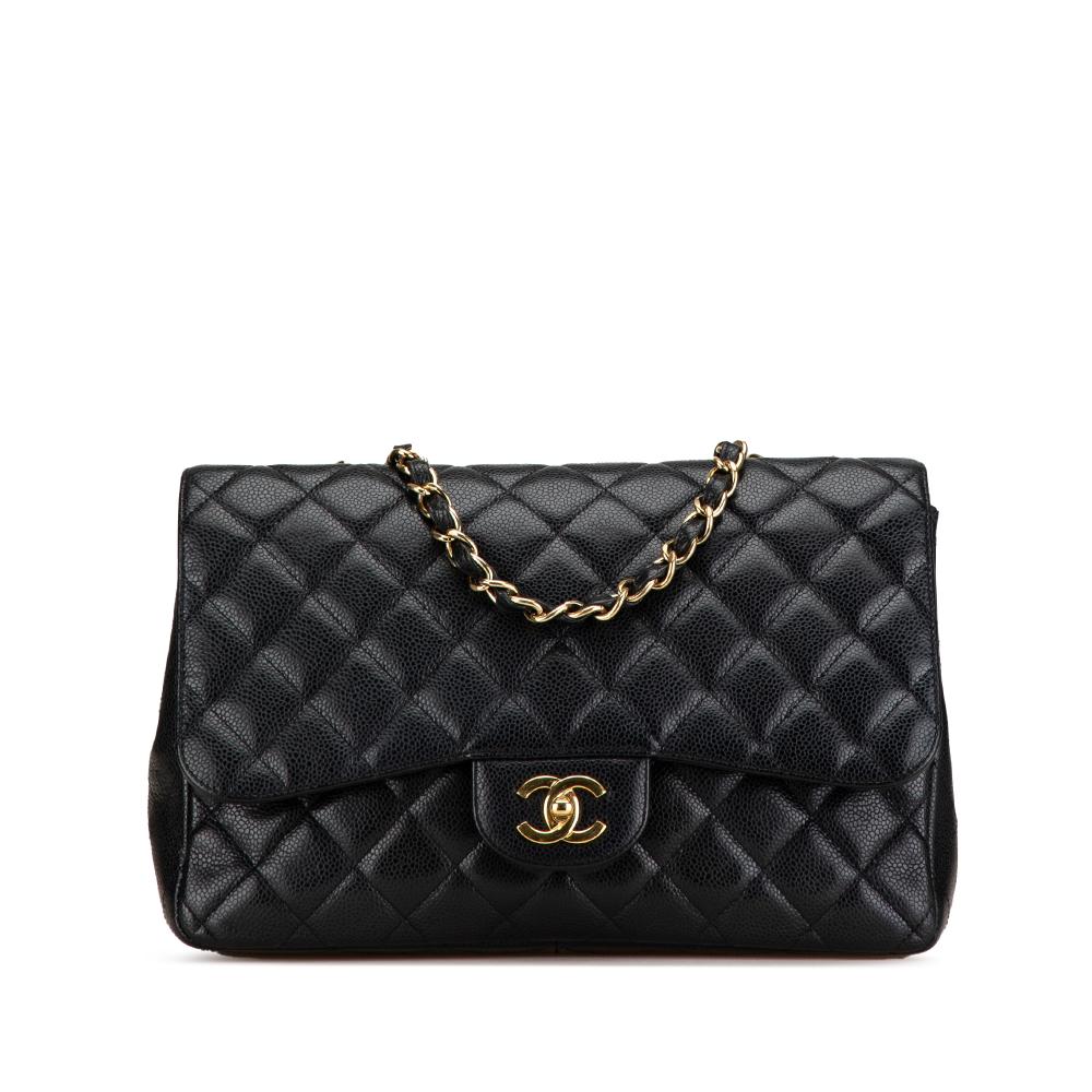 Chanel B Chanel Black Caviar Leather Leather Jumbo Classic Caviar Single Flap Italy