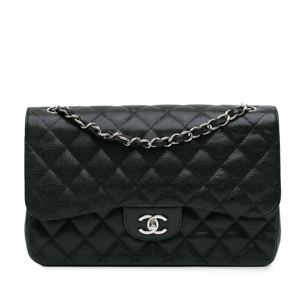 Chanel AB Chanel Black Caviar Leather Leather Jumbo Classic Caviar Double Flap France